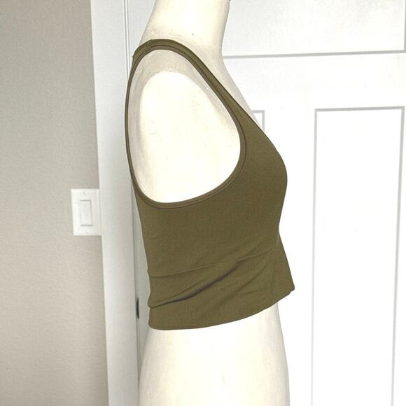 Athleta Women's Aurora Crop Rib Tank Top Size XS V Neck Olive Green - Picture 5 of 8